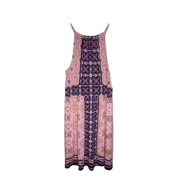 Maggy London Beige Printed Bohemian Fit and Flare with Halter Neck Size 8 - Picture 7 of 8